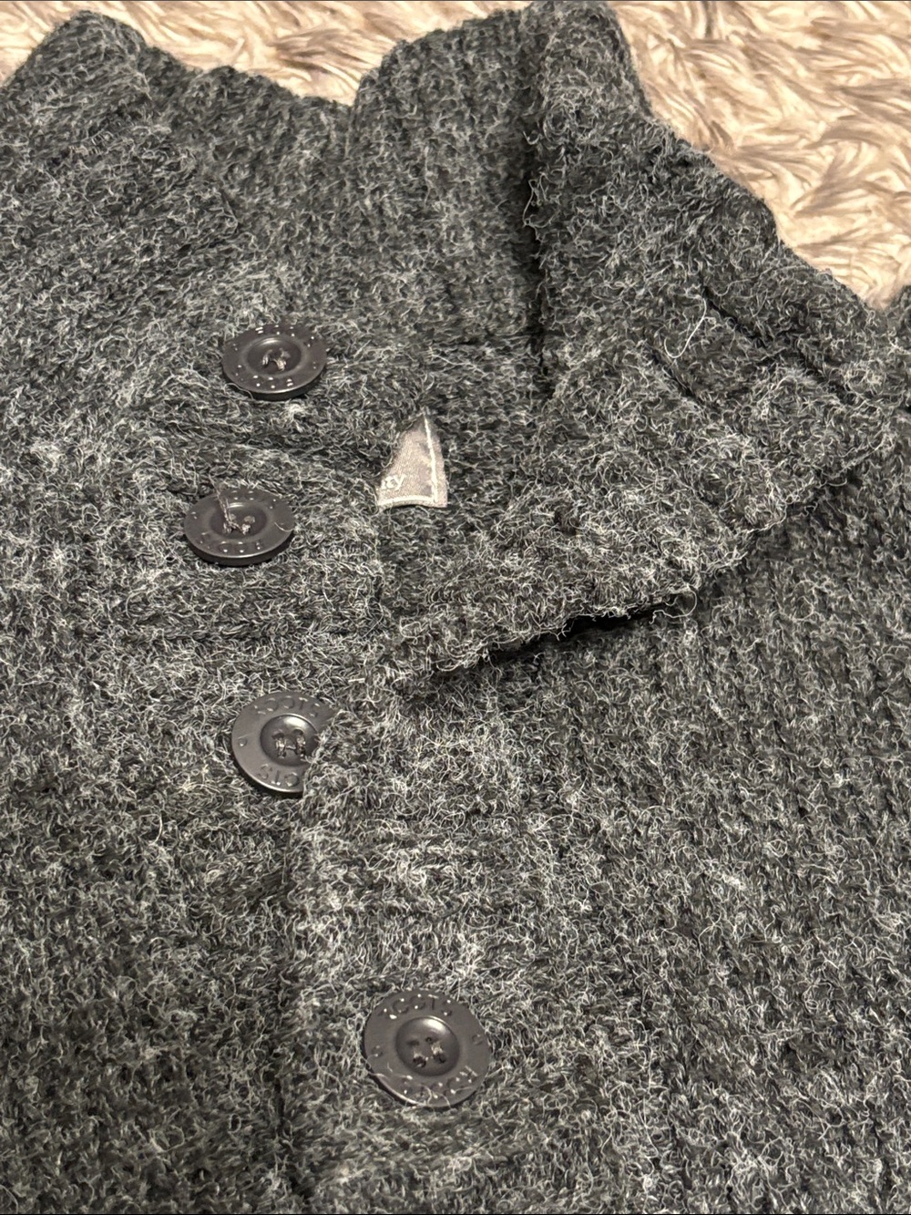 Roots 73 Athletics Men’s XL Charcoal Grey Knit Button Mock Neck Sweater - Picture 5 of 6